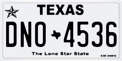TX license plate DNO4536