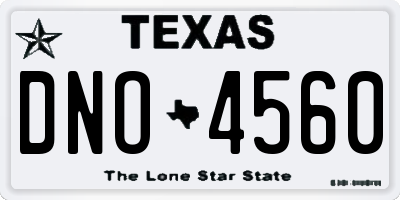 TX license plate DNO4560