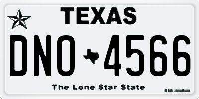 TX license plate DNO4566