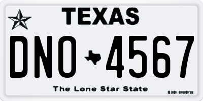 TX license plate DNO4567