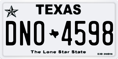 TX license plate DNO4598