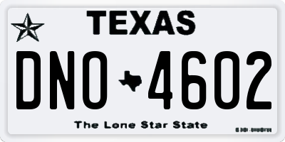 TX license plate DNO4602