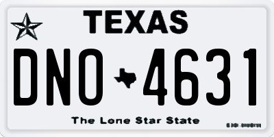 TX license plate DNO4631
