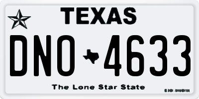 TX license plate DNO4633