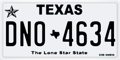 TX license plate DNO4634