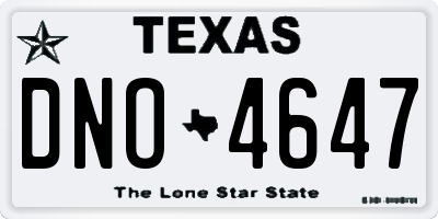 TX license plate DNO4647