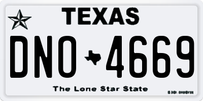 TX license plate DNO4669