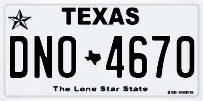 TX license plate DNO4670