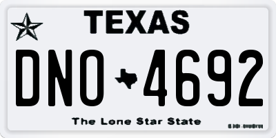 TX license plate DNO4692