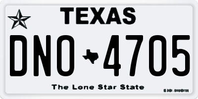 TX license plate DNO4705