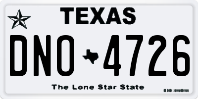 TX license plate DNO4726