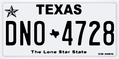 TX license plate DNO4728
