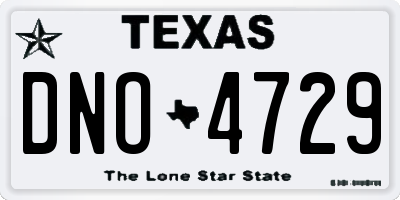 TX license plate DNO4729