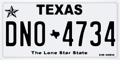 TX license plate DNO4734