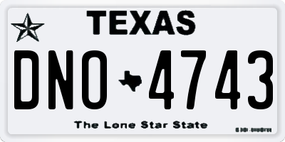 TX license plate DNO4743