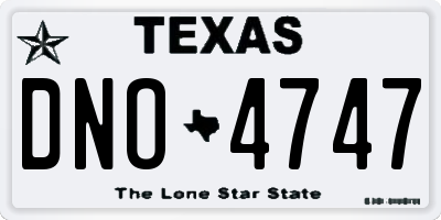TX license plate DNO4747