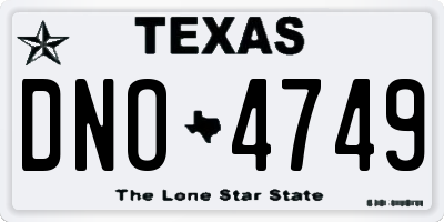 TX license plate DNO4749