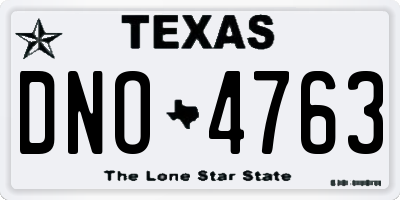 TX license plate DNO4763