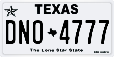 TX license plate DNO4777
