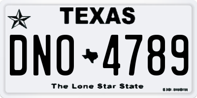 TX license plate DNO4789