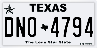 TX license plate DNO4794