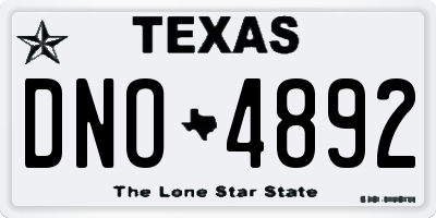 TX license plate DNO4892