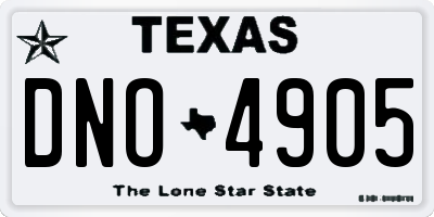 TX license plate DNO4905