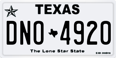 TX license plate DNO4920
