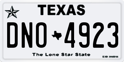 TX license plate DNO4923