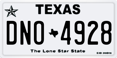TX license plate DNO4928