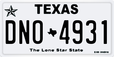 TX license plate DNO4931