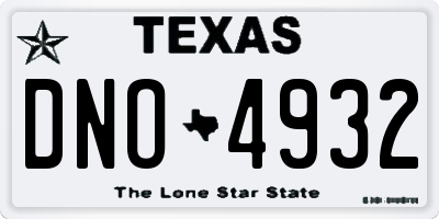 TX license plate DNO4932