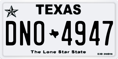 TX license plate DNO4947