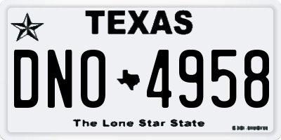 TX license plate DNO4958