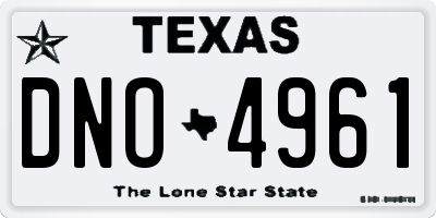 TX license plate DNO4961