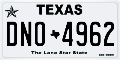 TX license plate DNO4962