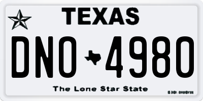 TX license plate DNO4980