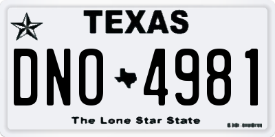 TX license plate DNO4981