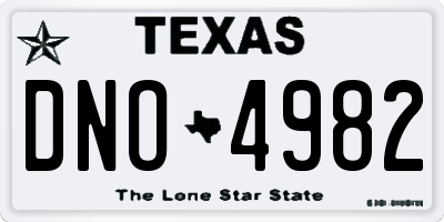 TX license plate DNO4982