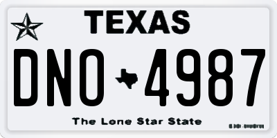 TX license plate DNO4987