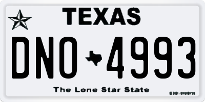 TX license plate DNO4993
