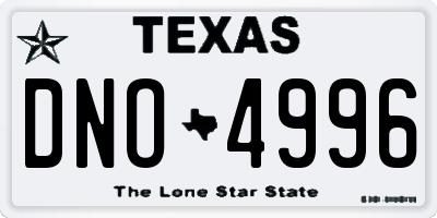 TX license plate DNO4996
