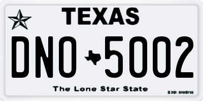 TX license plate DNO5002