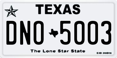 TX license plate DNO5003