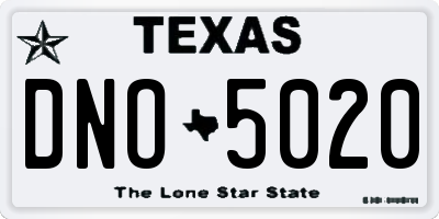 TX license plate DNO5020