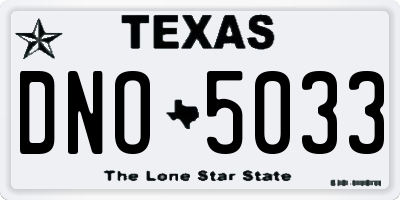 TX license plate DNO5033