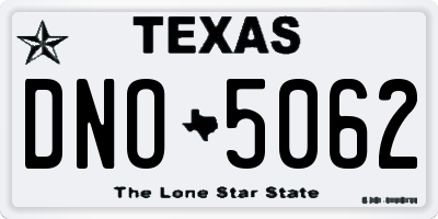 TX license plate DNO5062
