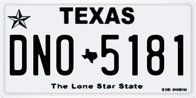 TX license plate DNO5181