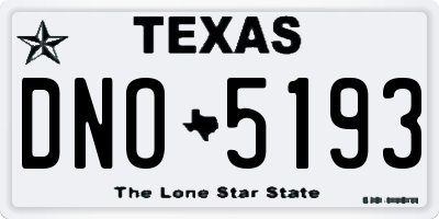 TX license plate DNO5193