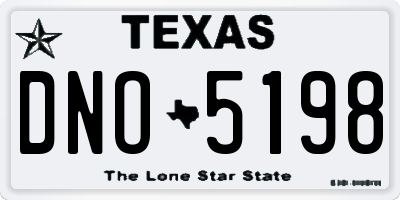 TX license plate DNO5198